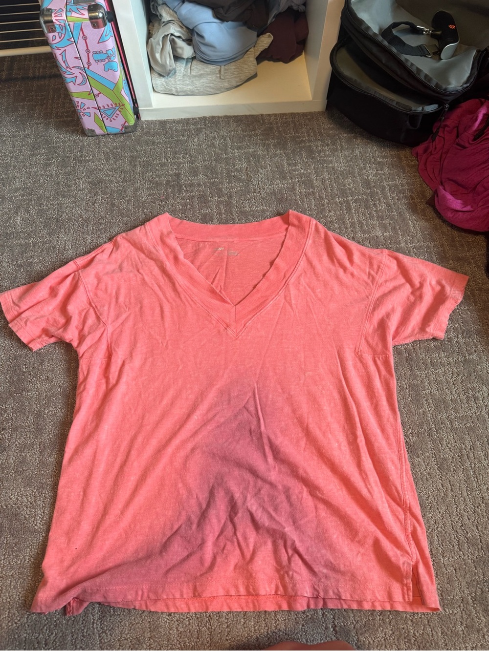aerie Coral Pink V-Neck Short Sleeve Tee